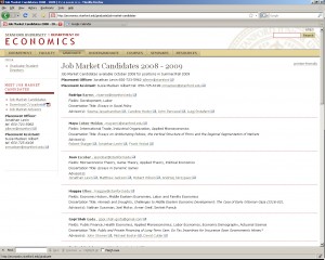 Job Market Candidates (A View)