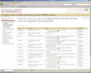 Seminars (Views with custom php code)